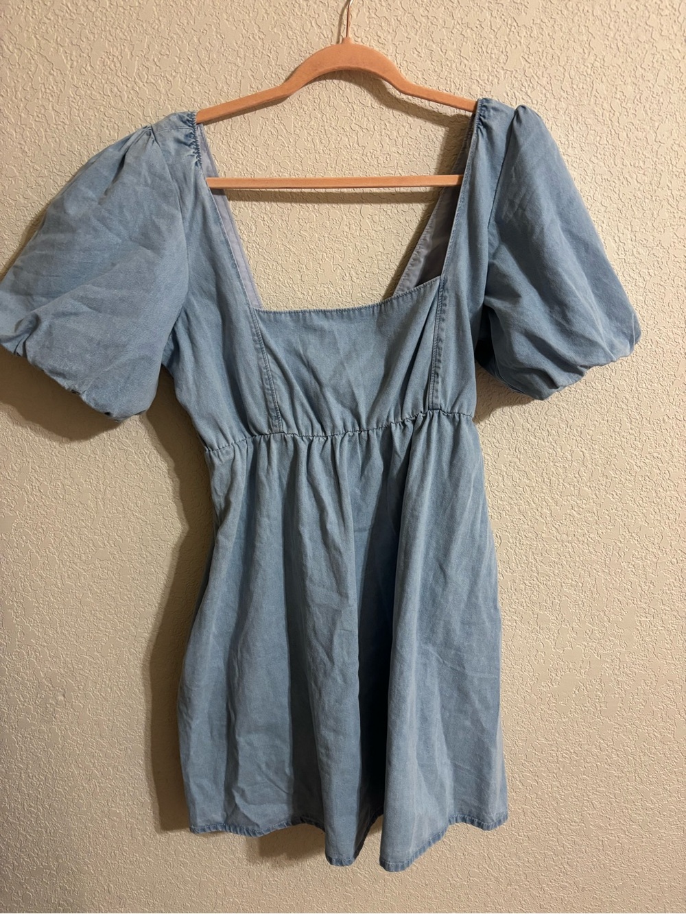 Show Me Your MuMu Denim Puff Sleeve Babydoll Dress - Picture 5 of 6